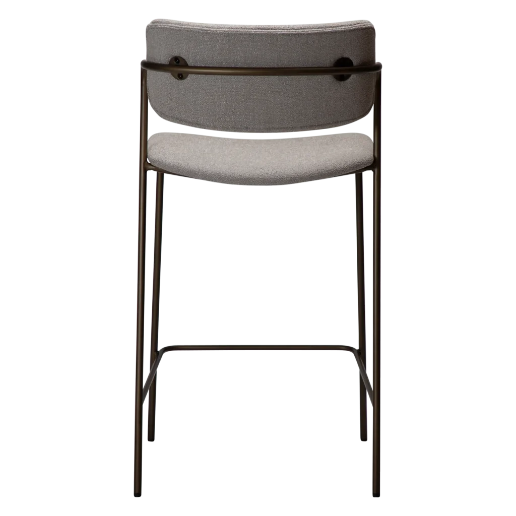 ZED COUNTER STOOL Cashmere Boucle W. Antique Brass Legs 300103117 04 Back