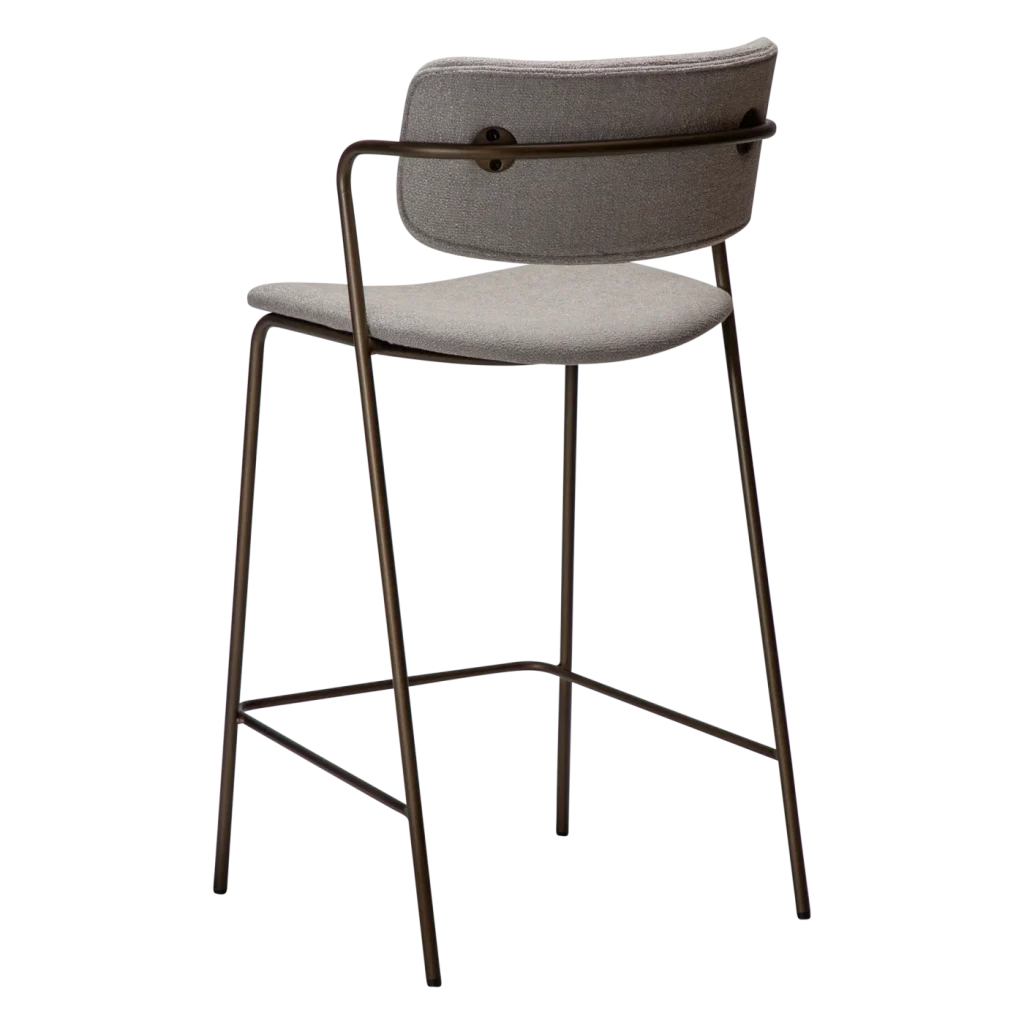 ZED COUNTER STOOL Cashmere Boucle W. Antique Brass Legs 300103117 05 Back Angle