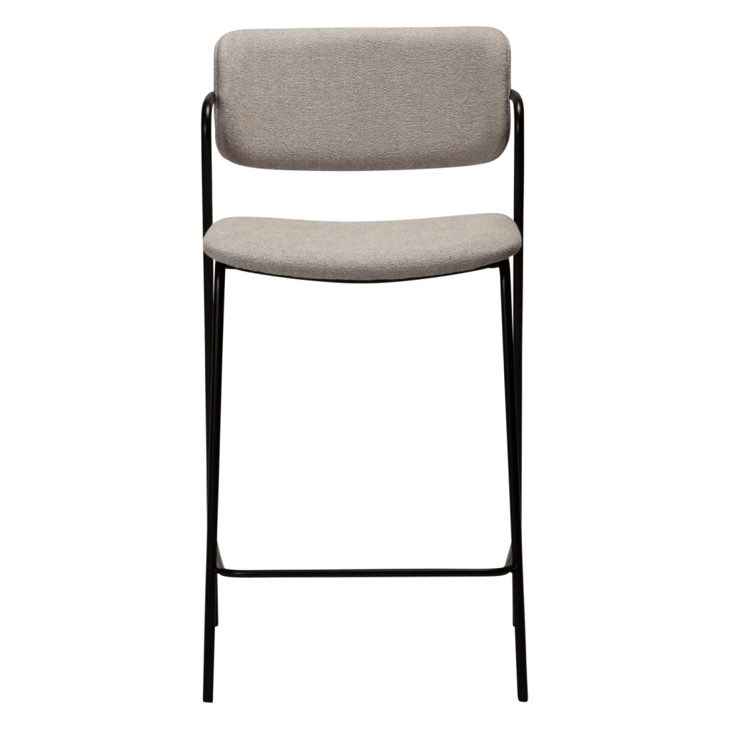 ZED COUNTER STOOL Cashmere Boucle W. Black Legs 300103116 02 Front
