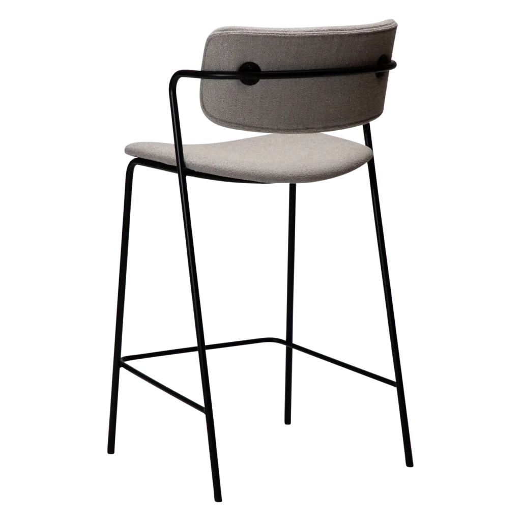 ZED COUNTER STOOL Cashmere Boucle W. Black Legs 300103116 05 Back Angle