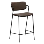 ZED COUNTER STOOL Major Brown Faux Leather W. Black Legs 300103118 01 Main