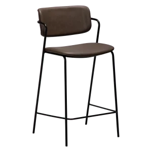 ZED COUNTER STOOL Major Brown Faux Leather W. Black Legs 300103118 01 Main