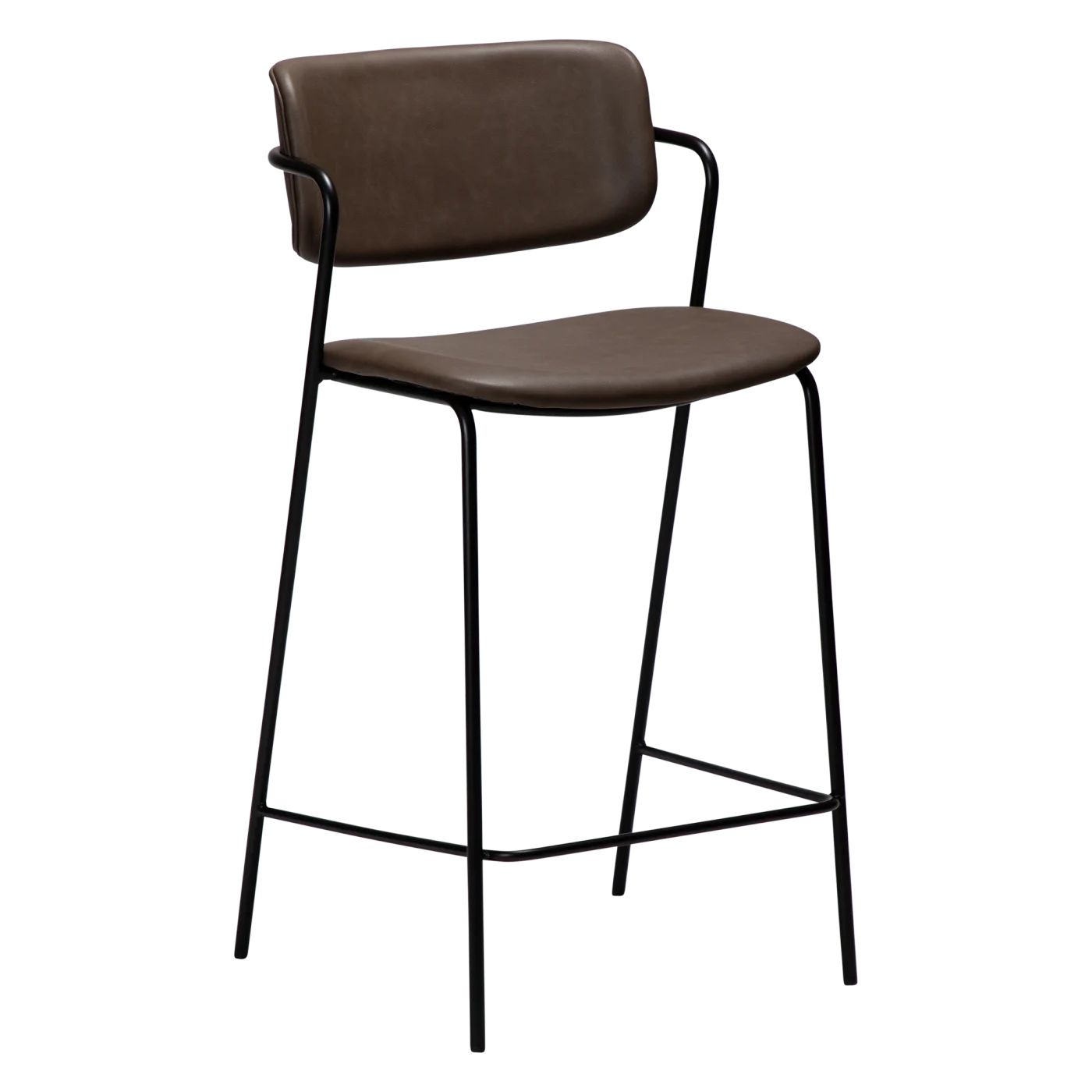 ZED COUNTER STOOL Major Brown Faux Leather W. Black Legs 300103118 01 Main