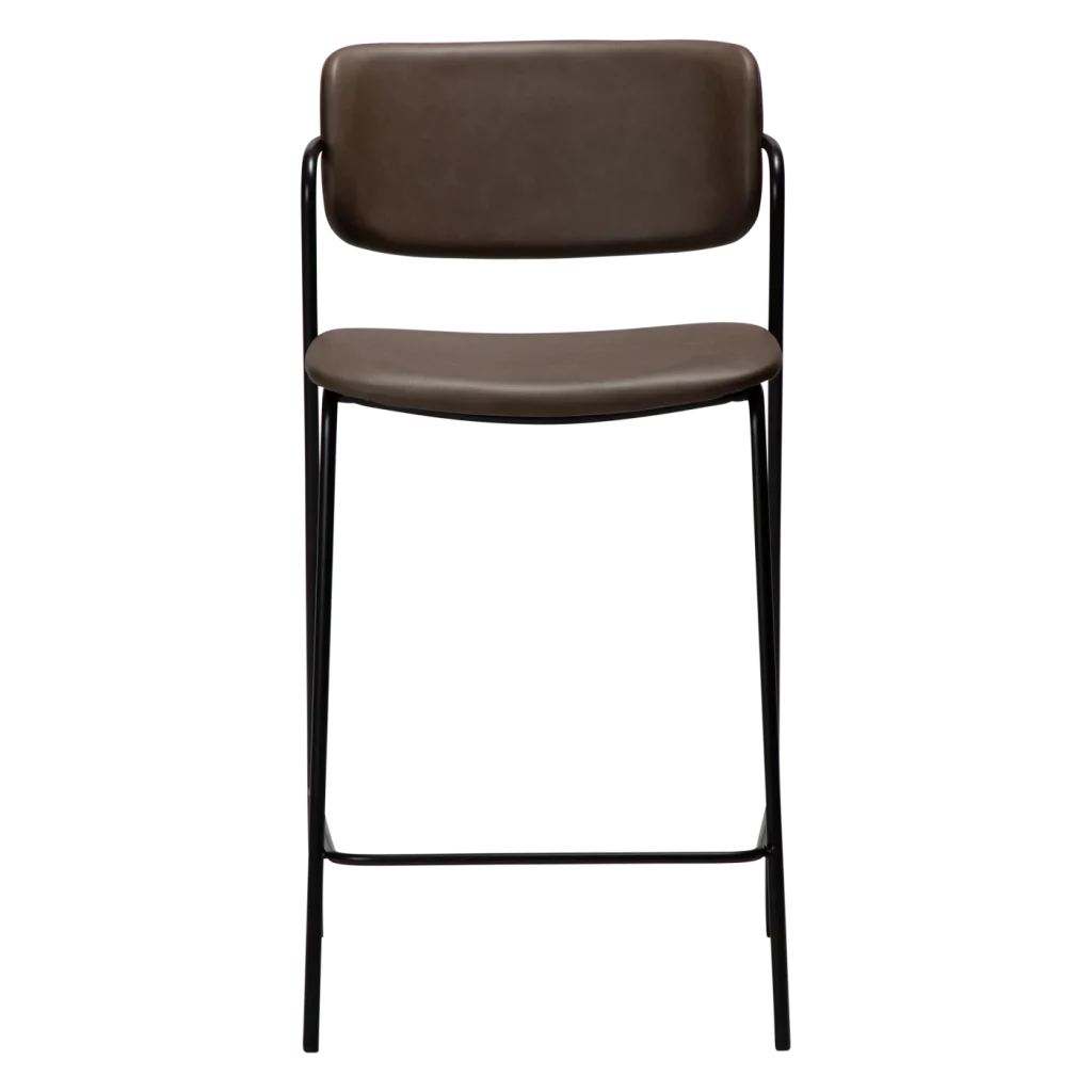 ZED COUNTER STOOL Major Brown Faux Leather W. Black Legs 300103118 02 Front
