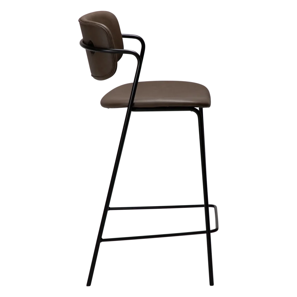 ZED COUNTER STOOL Major Brown Faux Leather W. Black Legs 300103118 03 Profile