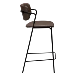 ZED COUNTER STOOL Major Brown Faux Leather W. Black Legs 300103118 03 Profile
