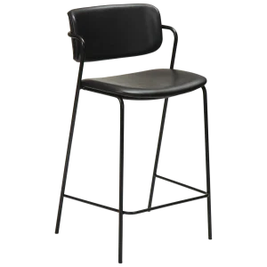 Zed Counter Stool Vintage Black Art Leather With Black Metal Legs 300103100 01 Main