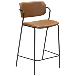 Zed Counter Stool Vintage Light Brown Art Leather With Black Metal Legs 300103101 01 Main