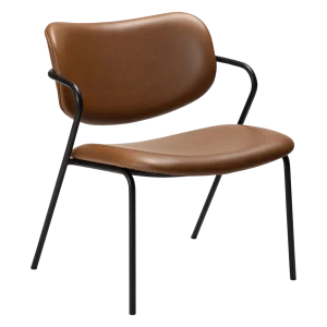 Zed Lounge Chair Vintage Light Brown Art Leather With Black Metal Legs 700103101 01 Main