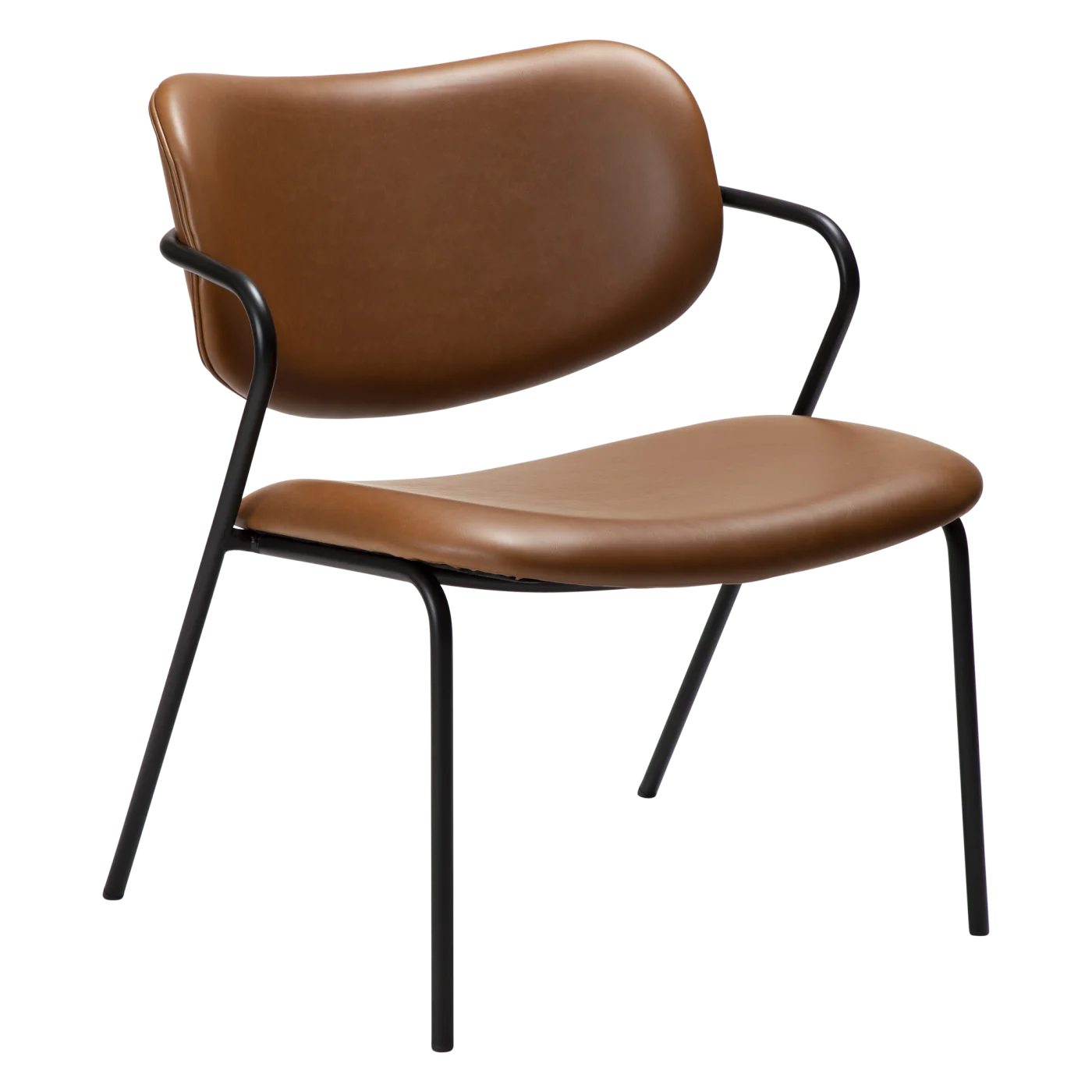 Zed Lounge Chair Vintage Light Brown Art Leather With Black Metal Legs 700103101 01 Main