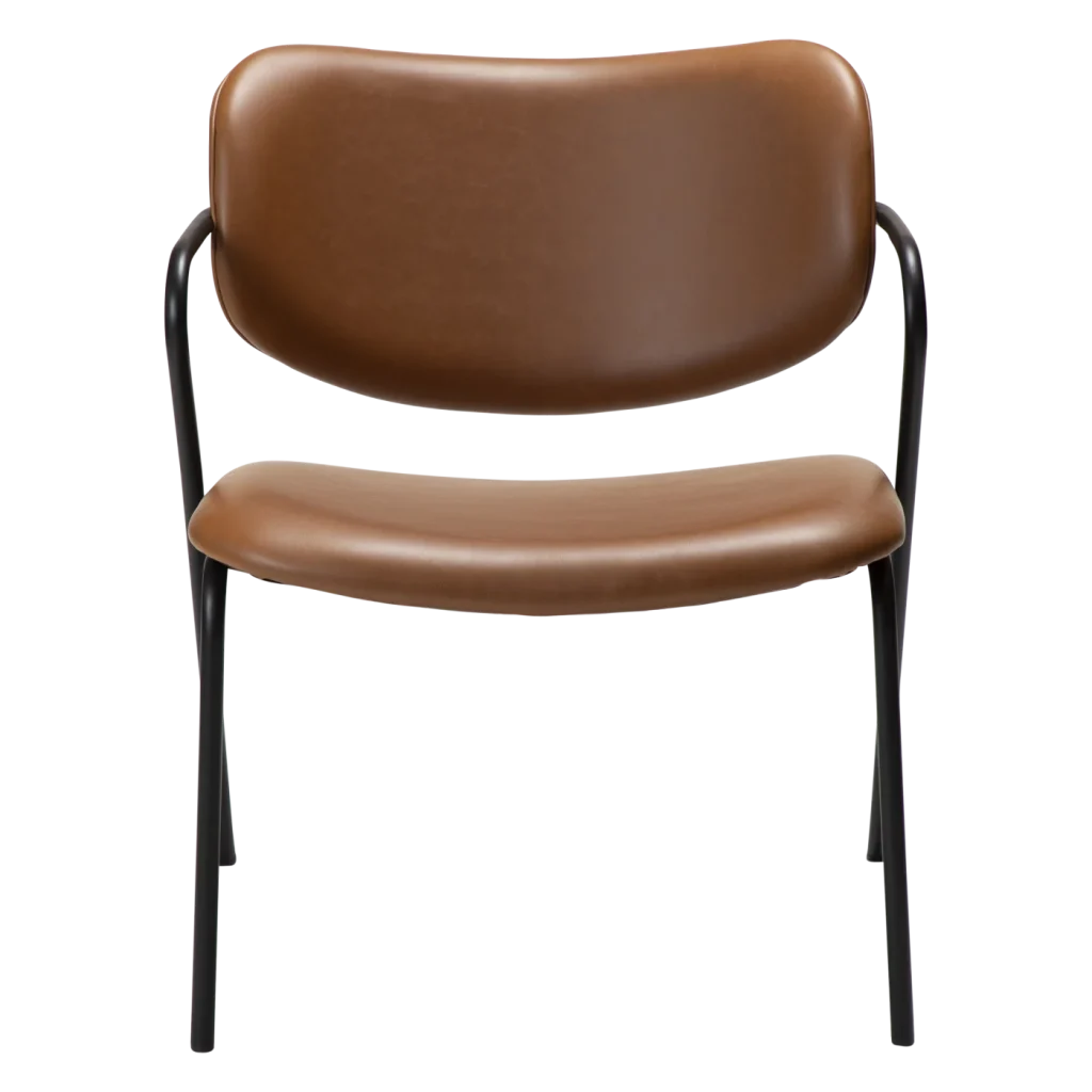 Zed Lounge Chair Vintage Light Brown Art Leather With Black Metal Legs 700103101 02 Front