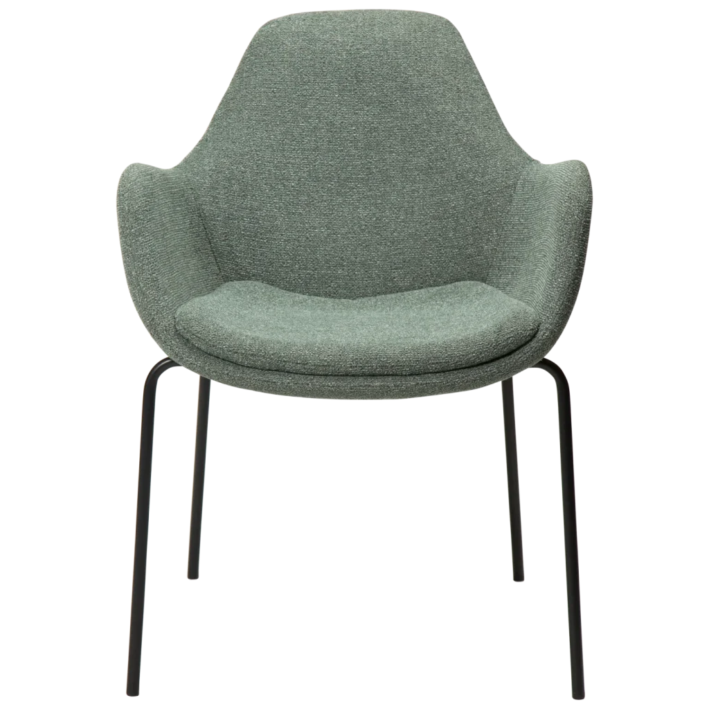 Zimmer Armchair Pebble Green Boucle Fabric With Black Metal Legs 100202105 02 Front
