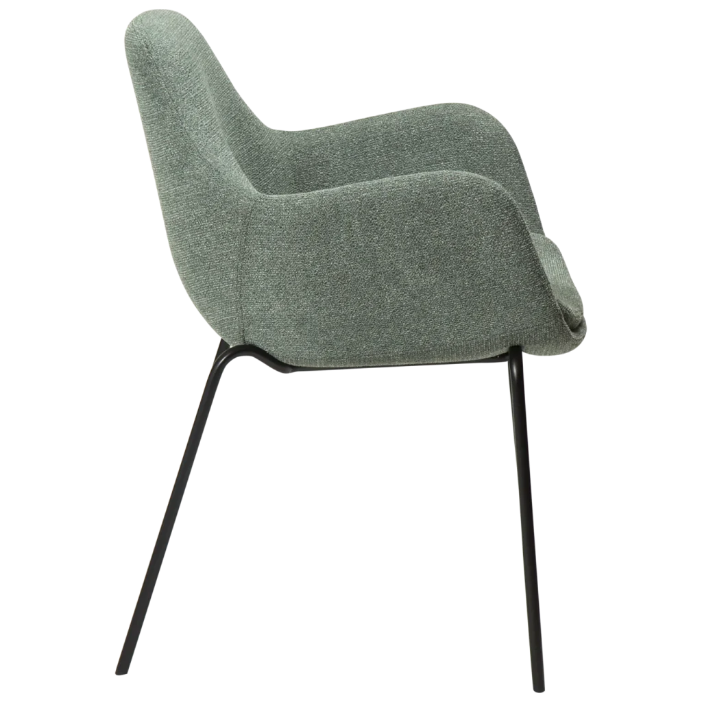 Zimmer Armchair Pebble Green Boucle Fabric With Black Metal Legs 100202105 03 Profile