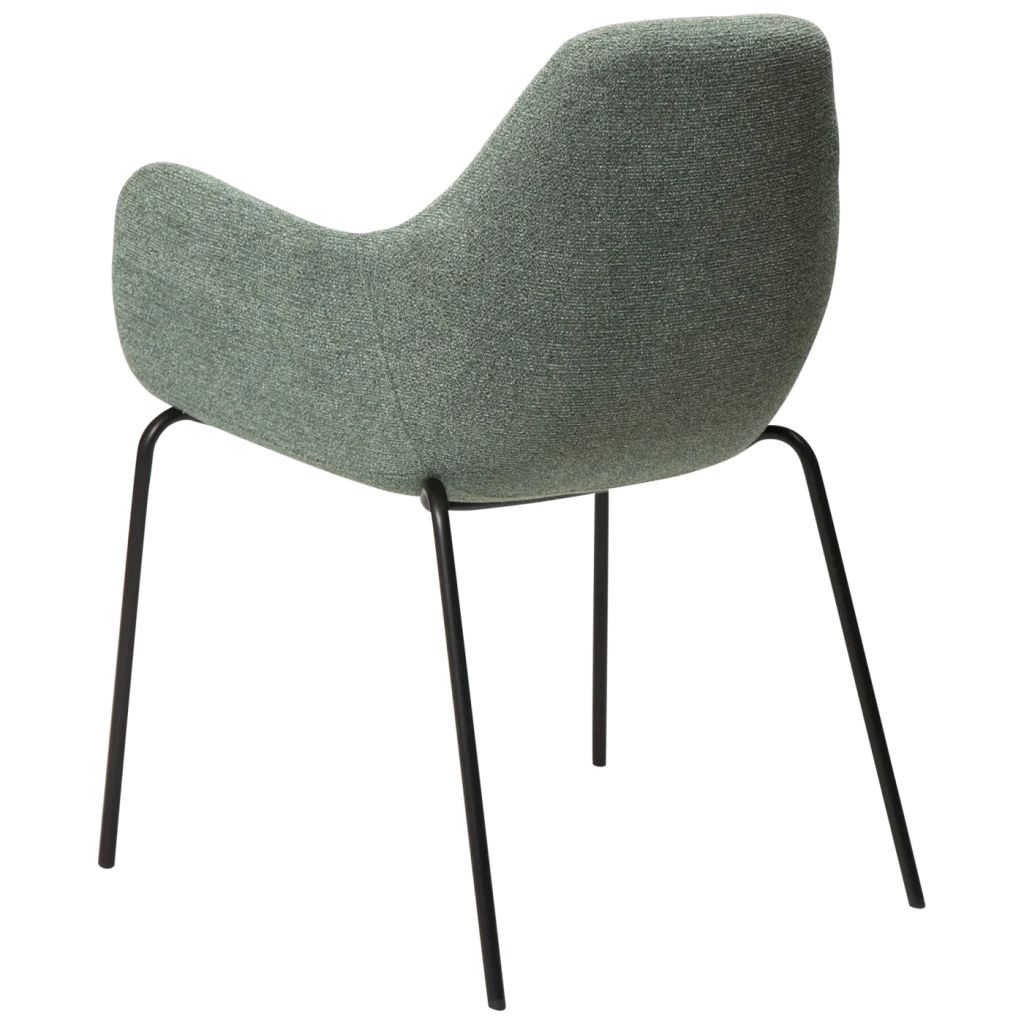 Zimmer Armchair Pebble Green Boucle Fabric With Black Metal Legs 100202105 05 Back Angle
