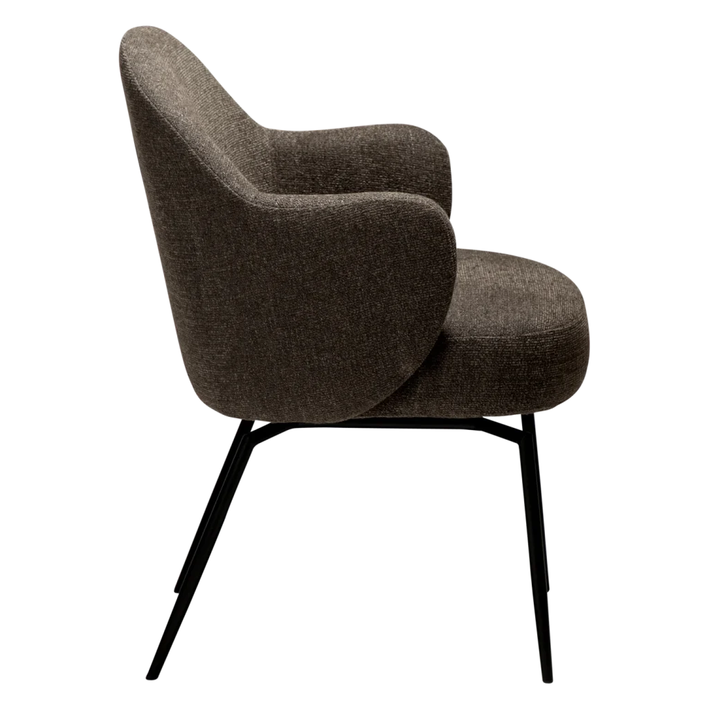 BAE SWIVEL ARMCHAIR Major Brown Boucle W. Black Legs 100209203 03 Profile