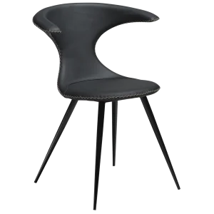 Flair Chair Black Leather With Black Conical Metal Legs 100222550 01 Main