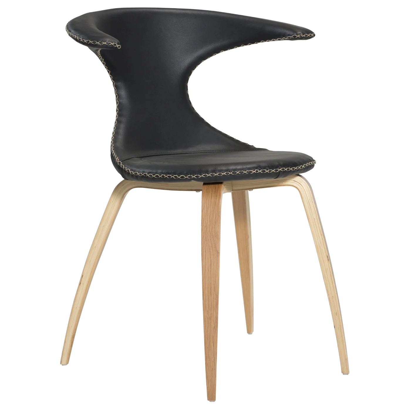 Flair Chair Black Leather With Oak Veneer Legs 100222580 01 Main