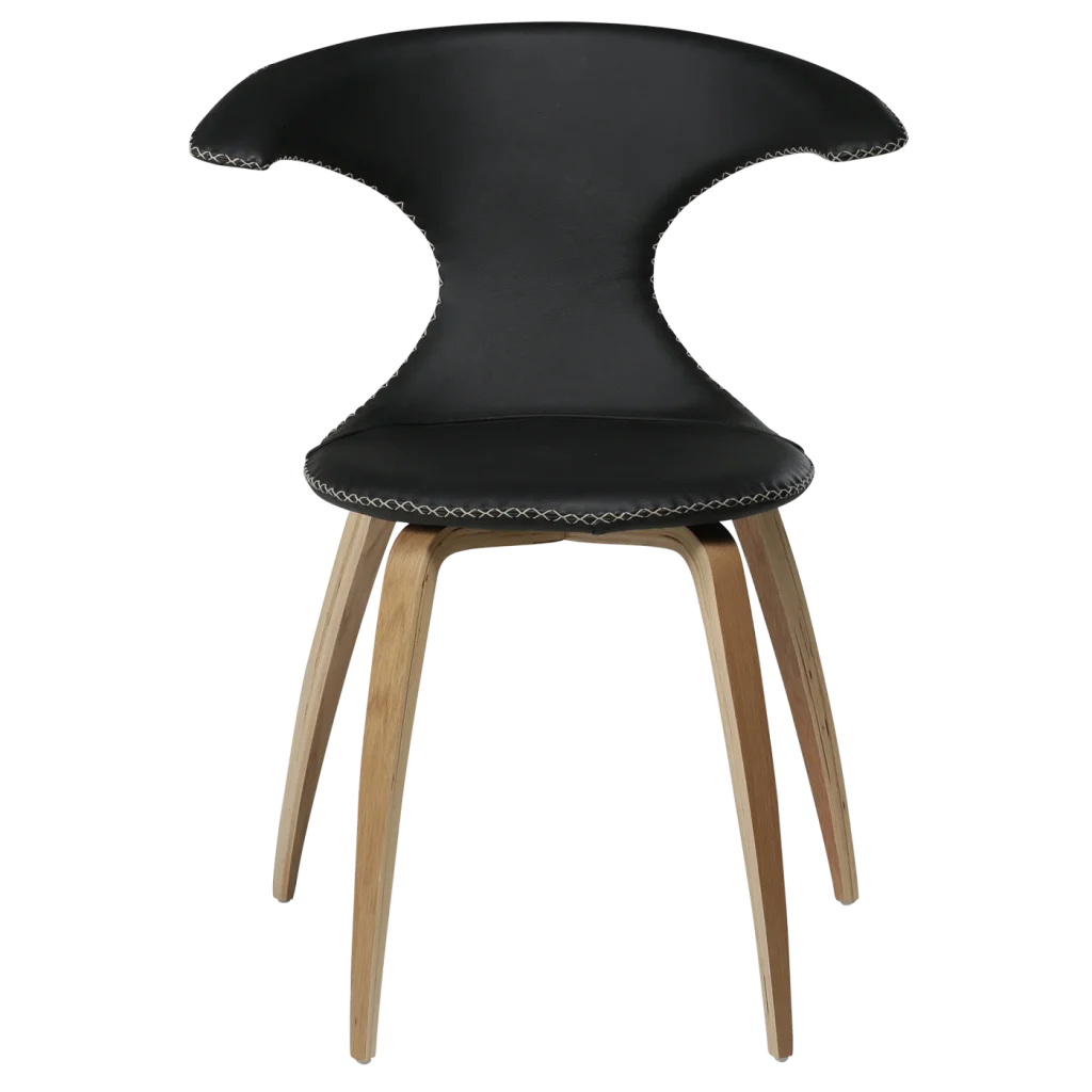 Flair Chair Black Leather With Oak Veneer Legs 100222580 02 Front
