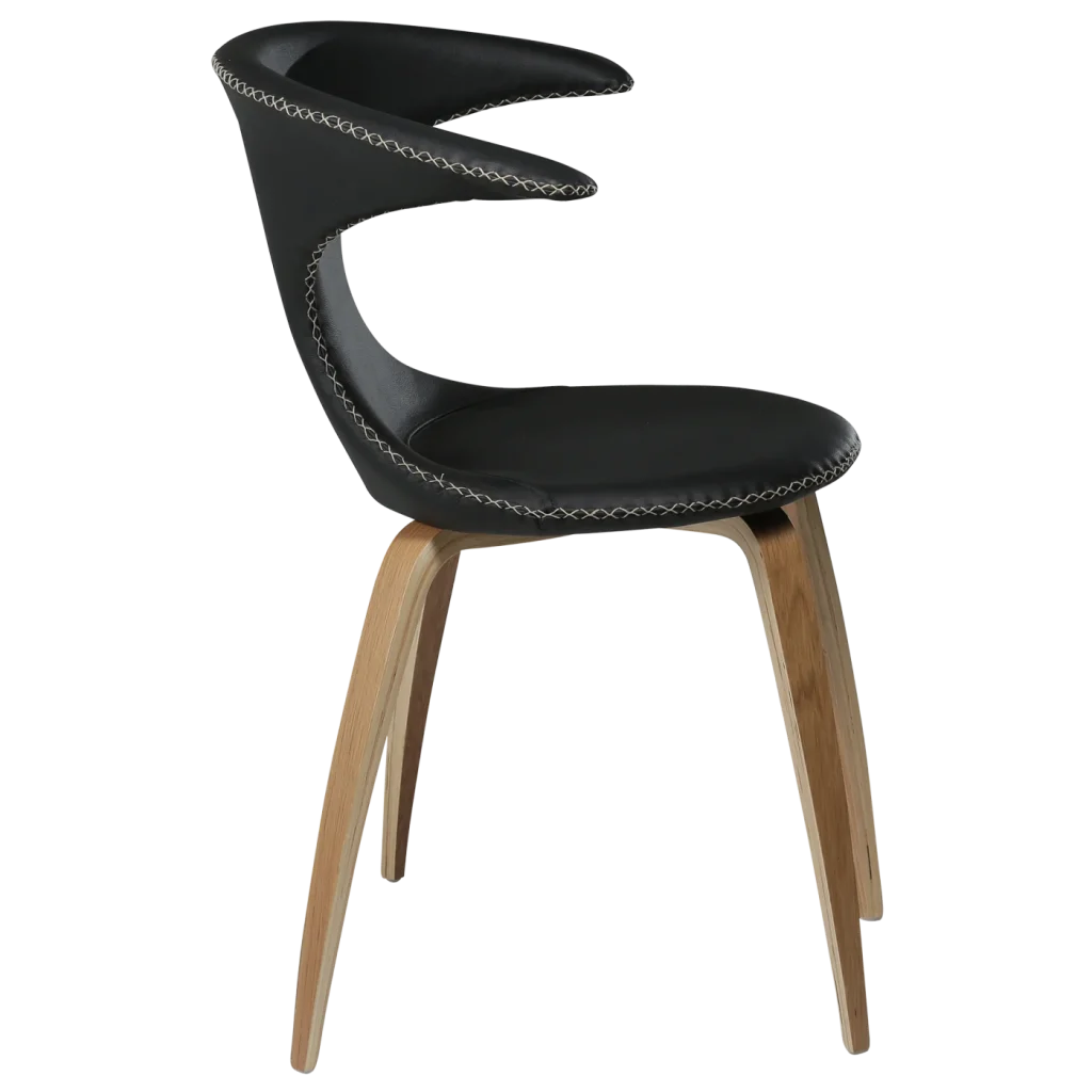 Flair Chair Black Leather With Oak Veneer Legs 100222580 03 Profile