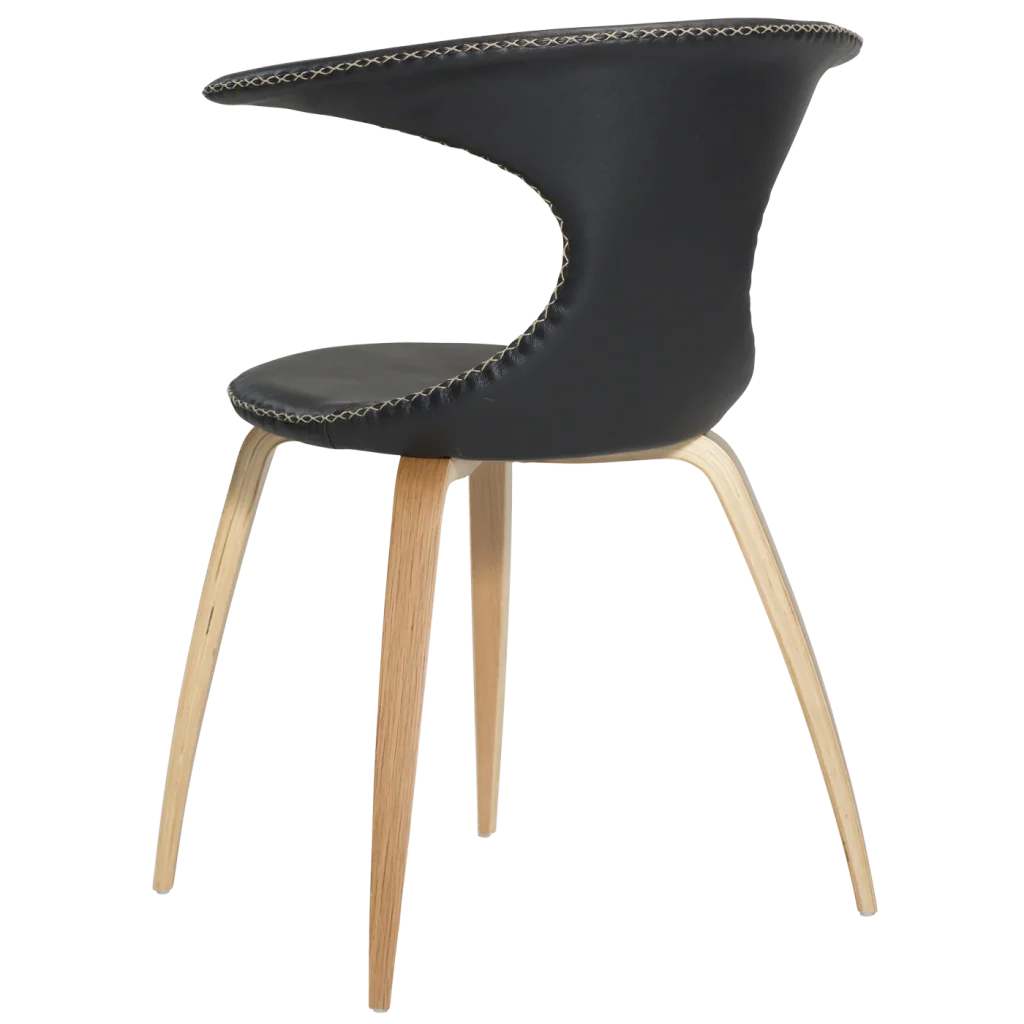 Flair Chair Black Leather With Oak Veneer Legs 100222580 05 Back Angle