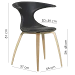 Flair Chair Black Leather With Oak Veneer Legs 100222580 15 Measurements