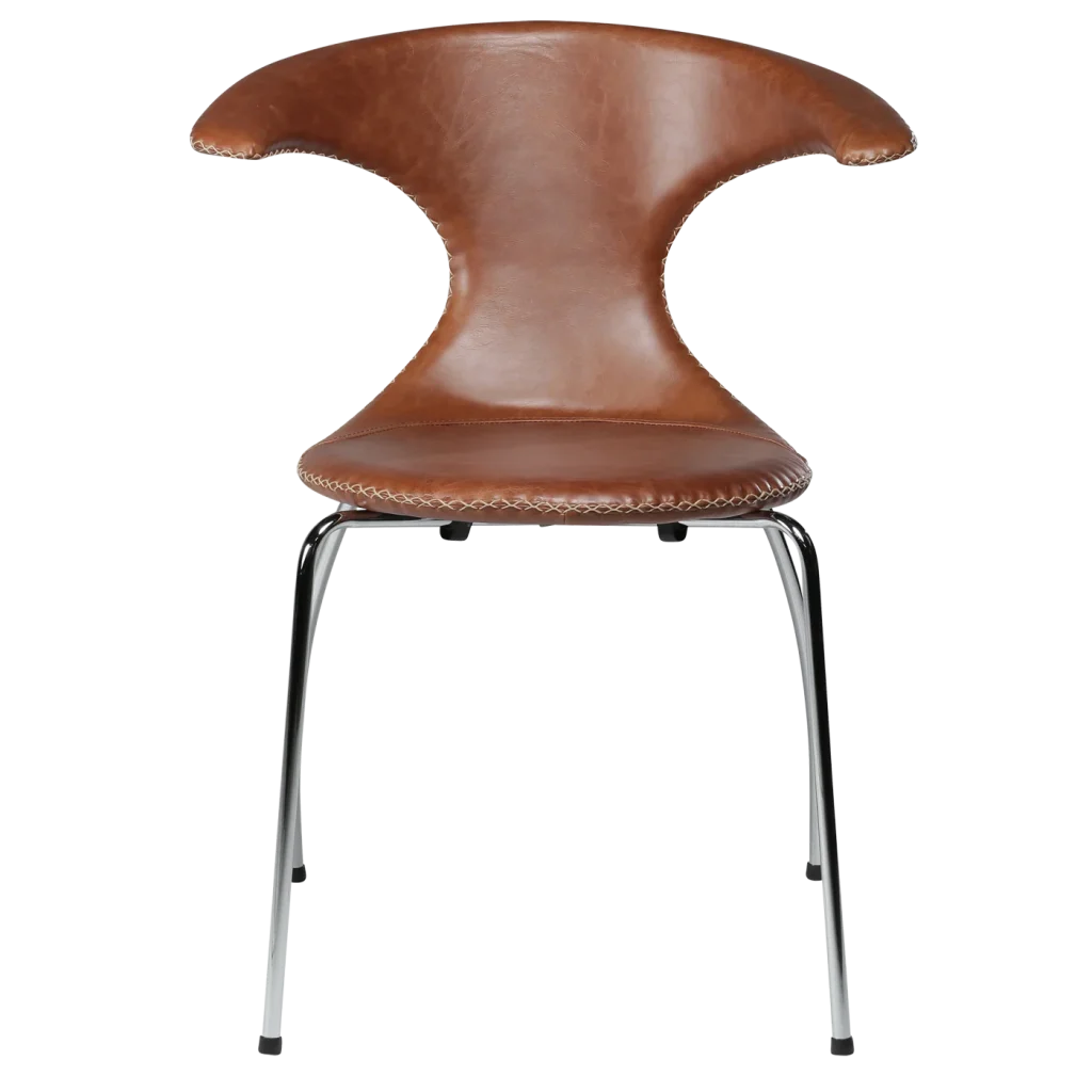 Flair Chair Light Brown Leather With Chrome Tube Legs 100222570 02 Front
