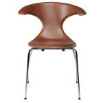 Flair Chair Light Brown Leather With Chrome Tube Legs 100222570 02 Front