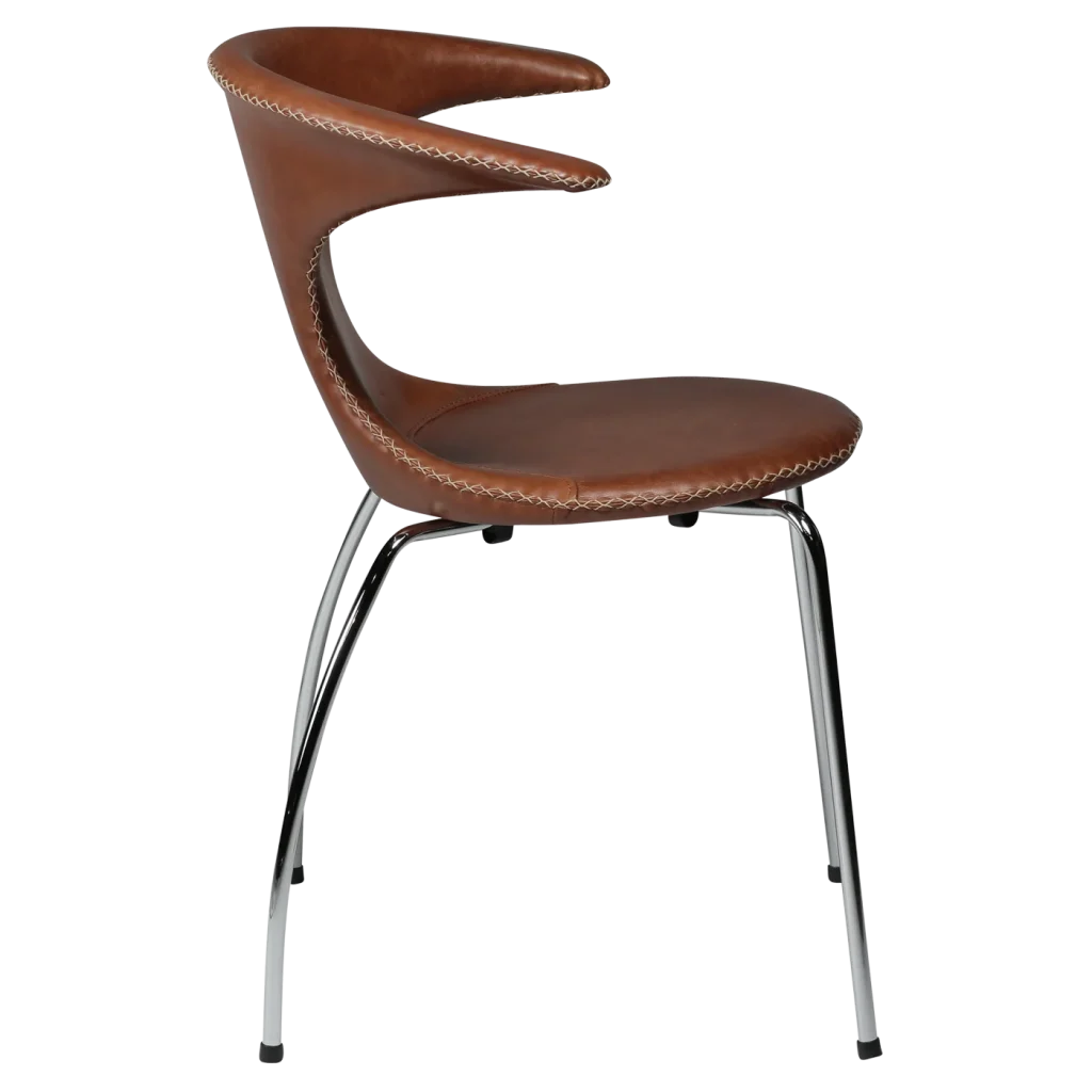 Flair Chair Light Brown Leather With Chrome Tube Legs 100222570 03 Profile