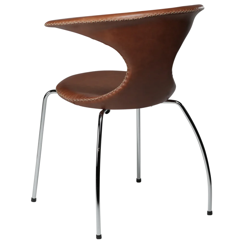 Flair Chair Light Brown Leather With Chrome Tube Legs 100222570 05 Back Angle