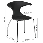 Flair Chair Light Brown Leather With Chrome Tube Legs 100222570 15 Measurements