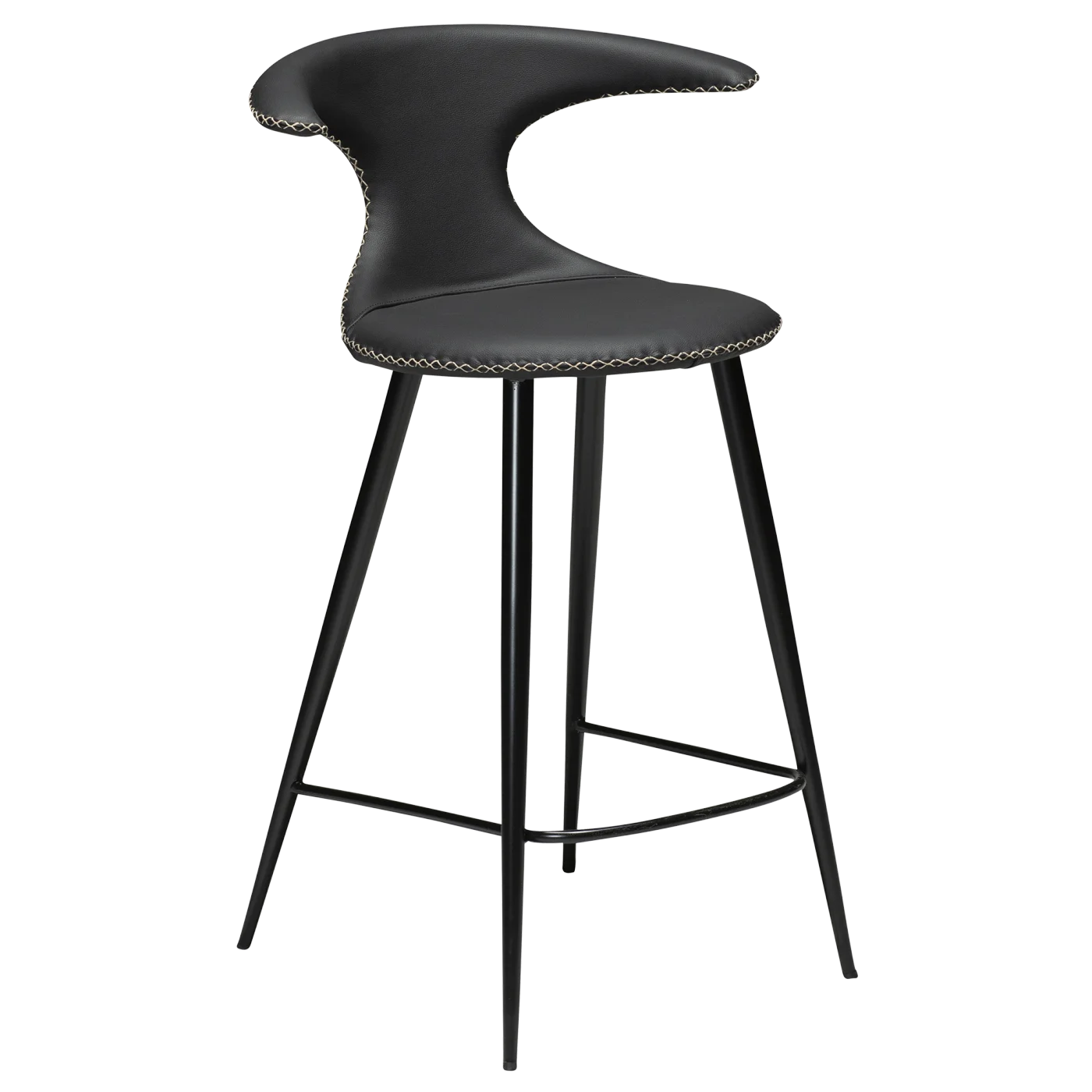 Flair Counter Stool Black Leather With Black Conical Metal Legs 300222595 01 Main