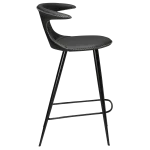 Flair Counter Stool Black Leather With Black Conical Metal Legs 300222595 03 Profile