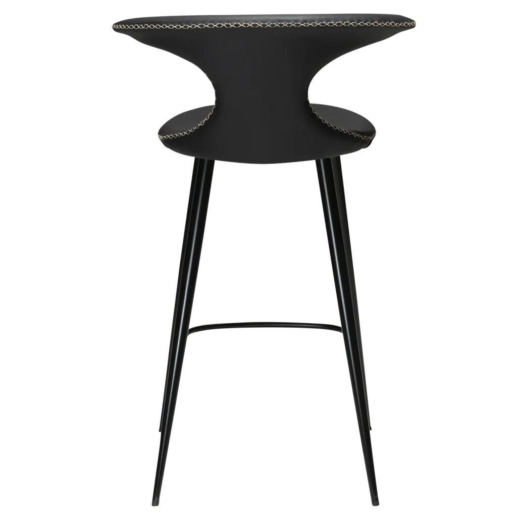 Flair Counter Stool Black Leather With Black Conical Metal Legs 300222595 04 Back