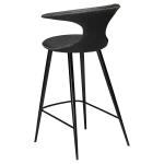 Flair Counter Stool Black Leather With Black Conical Metal Legs 300222595 05 Back Angle