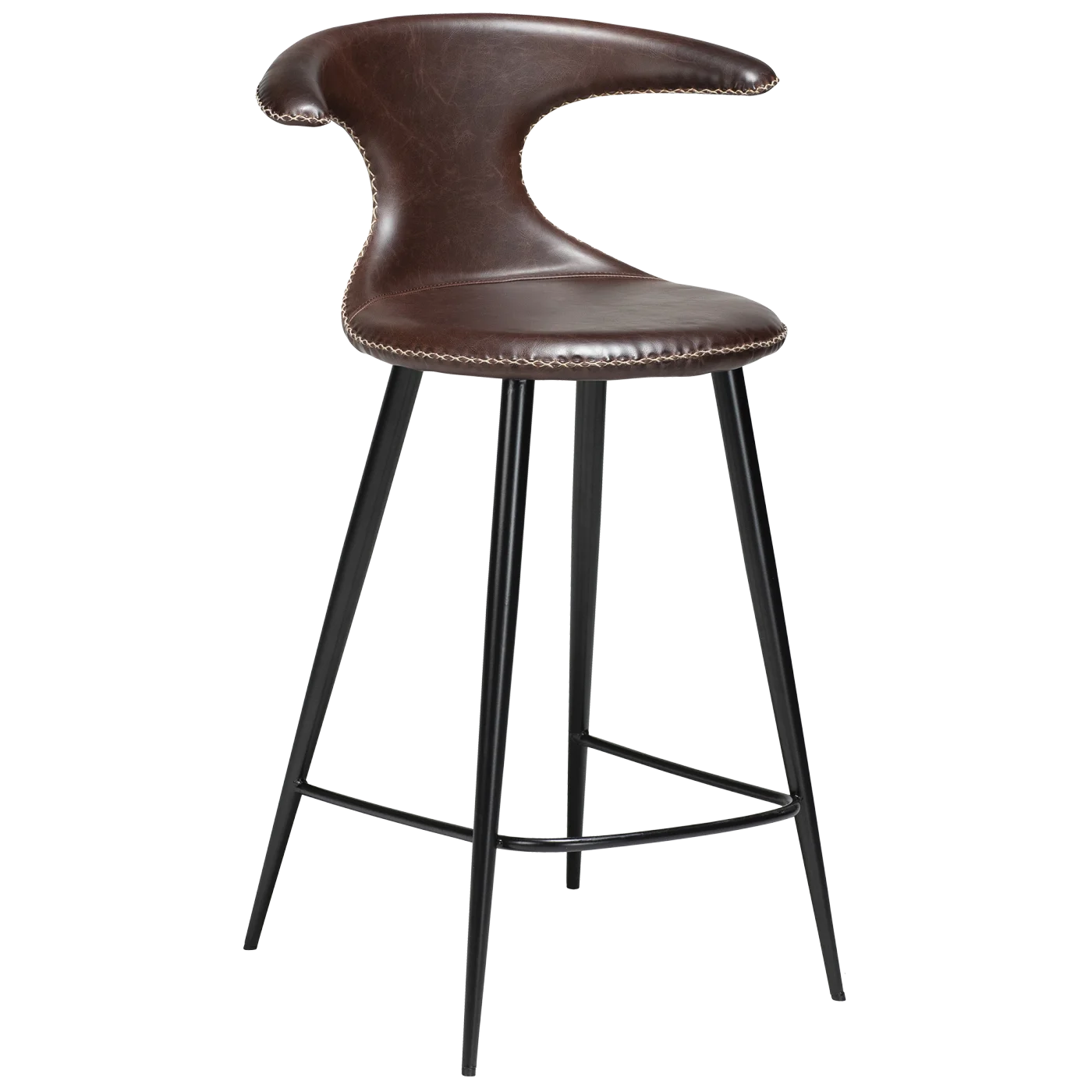 Flair Counter Stool Vintage Cocoa Art Leather With Black Conical Metal Legs 300800855 01 Main