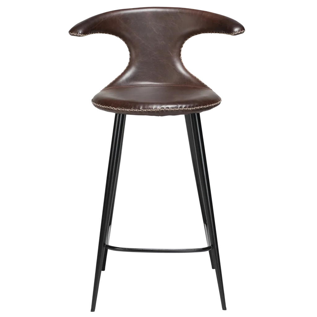 Flair Counter Stool Vintage Cocoa Art Leather With Black Conical Metal Legs 300800855 02 Front