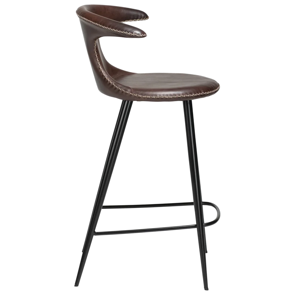 Flair Counter Stool Vintage Cocoa Art Leather With Black Conical Metal Legs 300800855 03 Profile