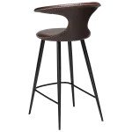Flair Counter Stool Vintage Cocoa Art Leather With Black Conical Metal Legs 300800855 05 Back Angle