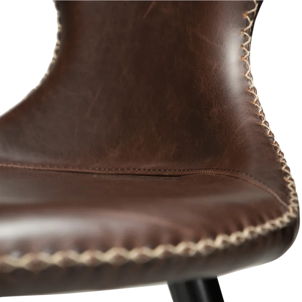 Flair Counter Stool Vintage Cocoa Art Leather With Black Conical Metal Legs 300800855 07 Detail2