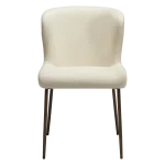 GLAM CHAIR Frosted Almond Boucle Fabric W. Antique Brass Metal Legs 100206227 02 Front
