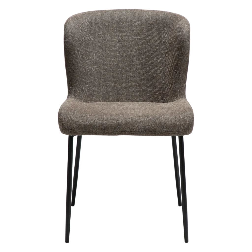 GLAM CHAIR Major Brown Boucle Fabric W. Black Metal Legs 100206226 02 Front