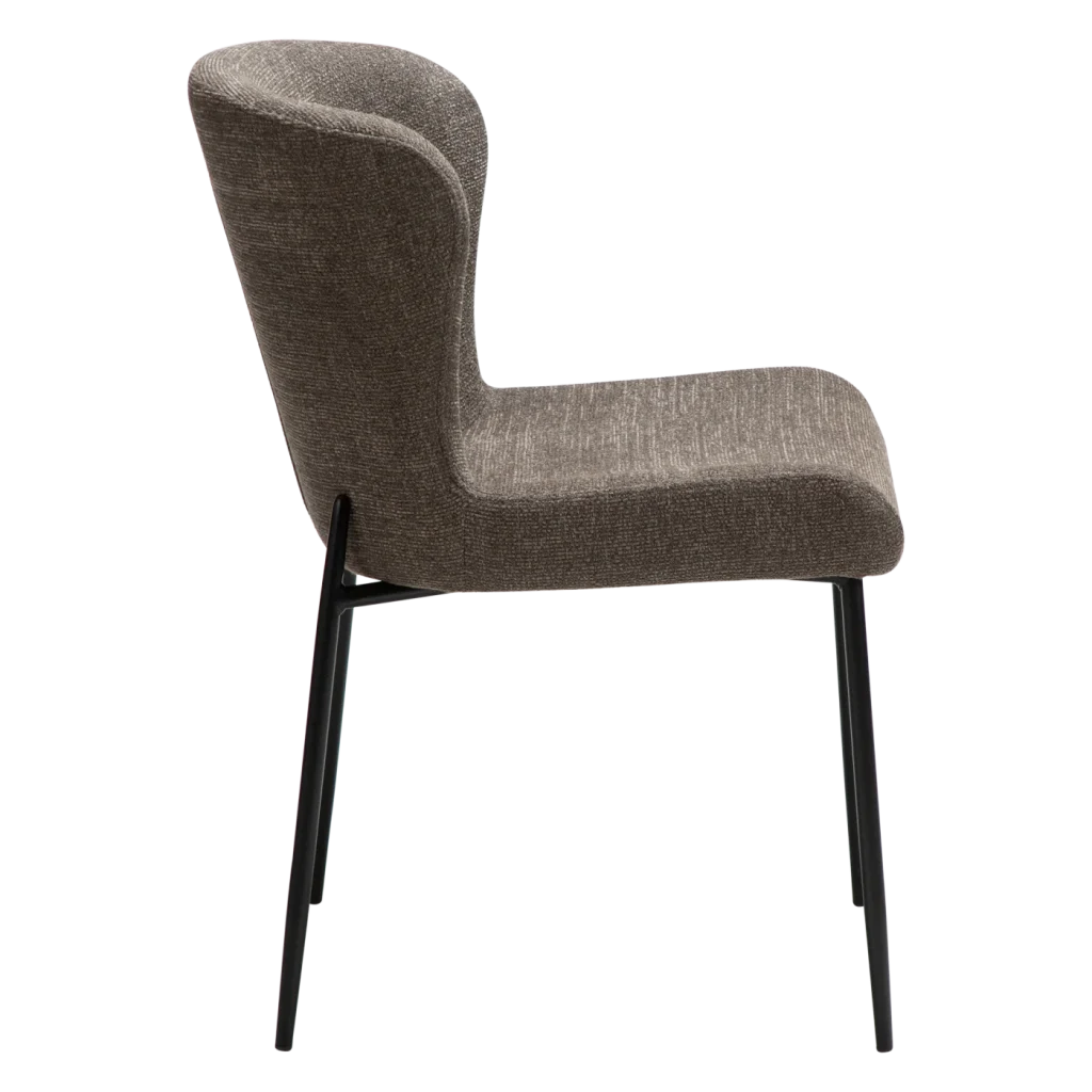 GLAM CHAIR Major Brown Boucle Fabric W. Black Metal Legs 100206226 03 Profile