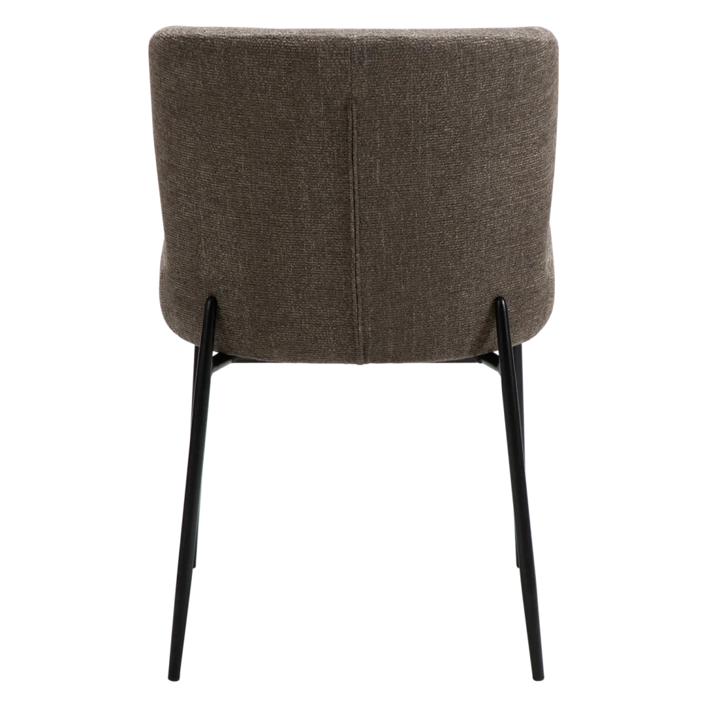 GLAM CHAIR Major Brown Boucle Fabric W. Black Metal Legs 100206226 04 Back