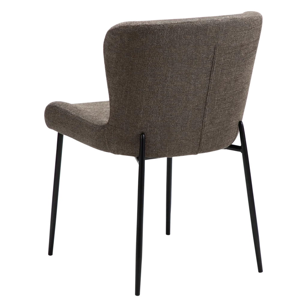 GLAM CHAIR Major Brown Boucle Fabric W. Black Metal Legs 100206226 05 Back Angle