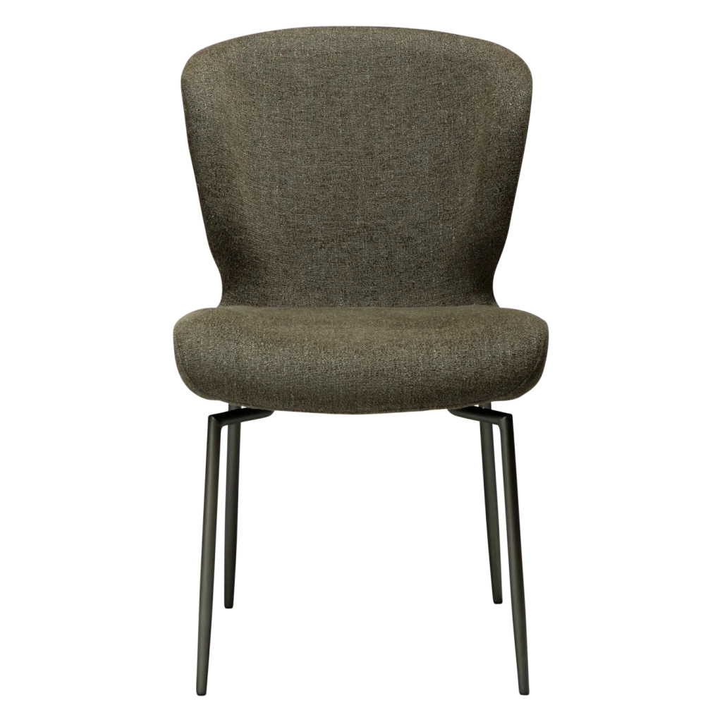 GLORY CHAIR SWIVEL Dark Olive Boucle W. Antique Pewter Swivel Legs 100330222 02 Front