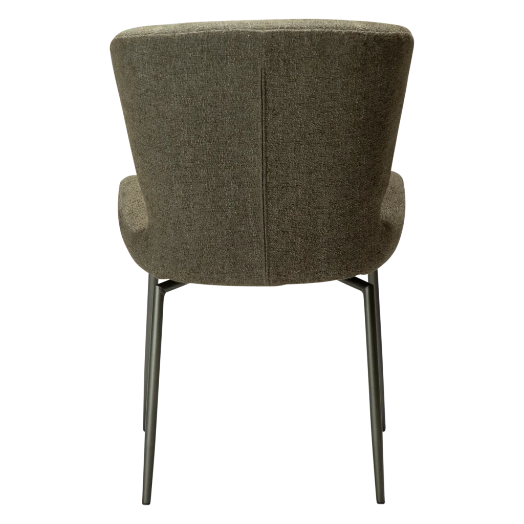 GLORY CHAIR SWIVEL Dark Olive Boucle W. Antique Pewter Swivel Legs 100330222 04 Back