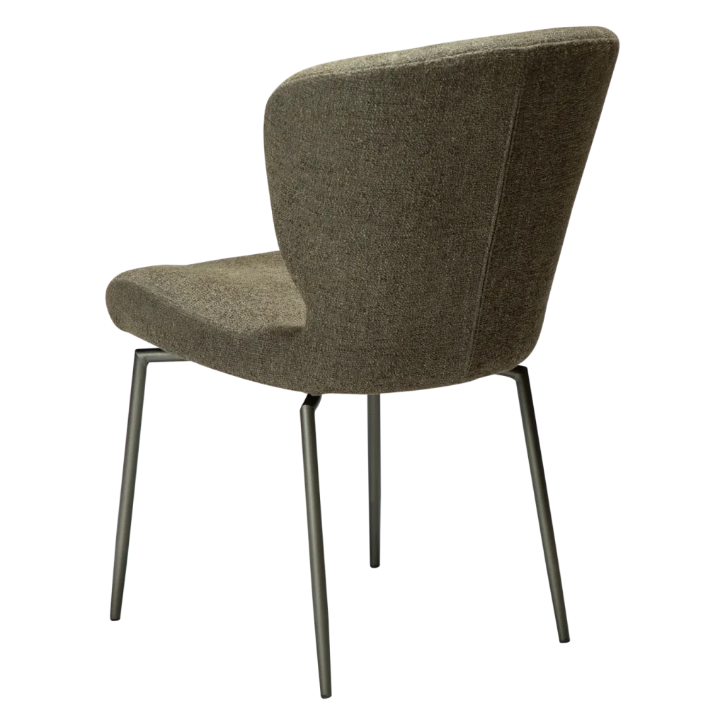 GLORY CHAIR SWIVEL Dark Olive Boucle W. Antique Pewter Swivel Legs 100330222 05 Back Angle