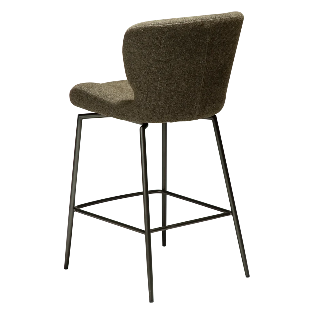 GLORY COUNTER SWIVEL Dark Olive W. Antique Brass Swivel Legs 300330122 05 Back Angle