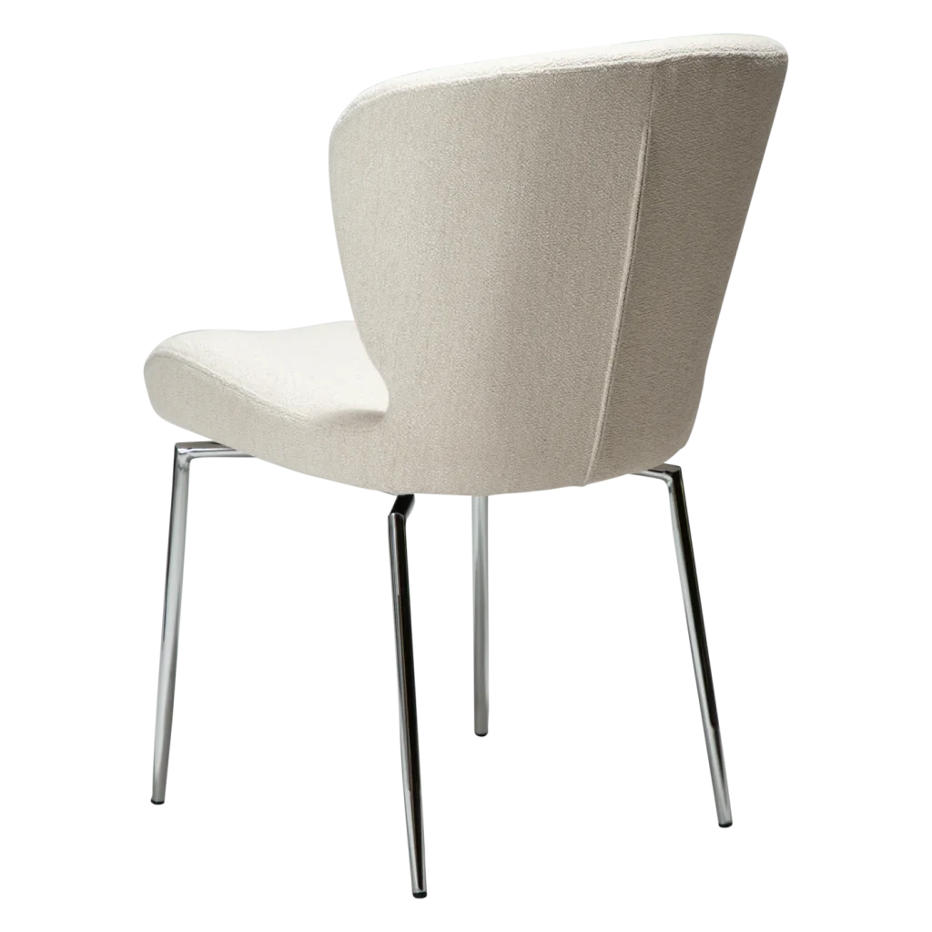GLORY SWIVEL CHAIR Simply Beige Boucle W. Chrome Legs 100330210 05 Back Angle