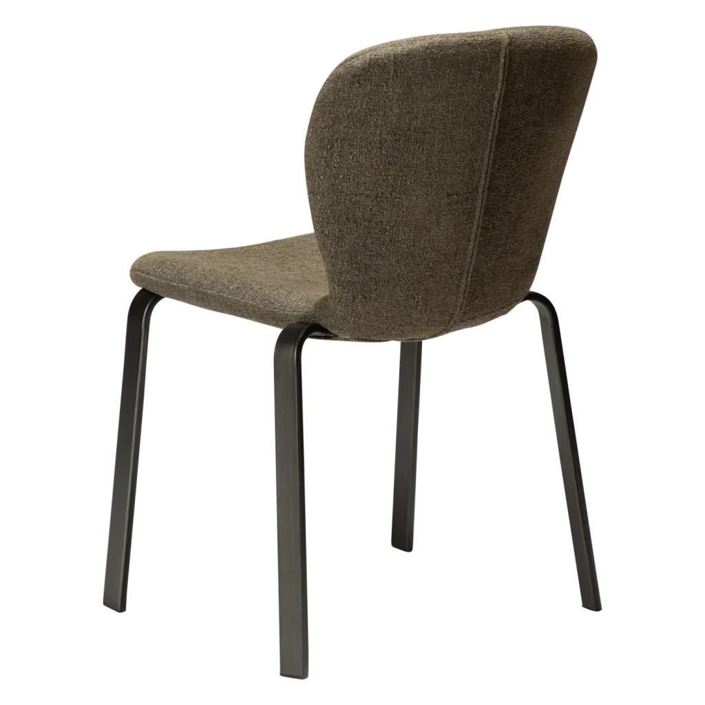 HEAP CHAIR Dark Olive Boucle W. Antique Pewter Legs 100801220 05 Back Angle
